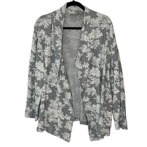 Chico's Women's Gray Floral Open Front Cardigan Size‎ 3 (Chico's Size) US XL